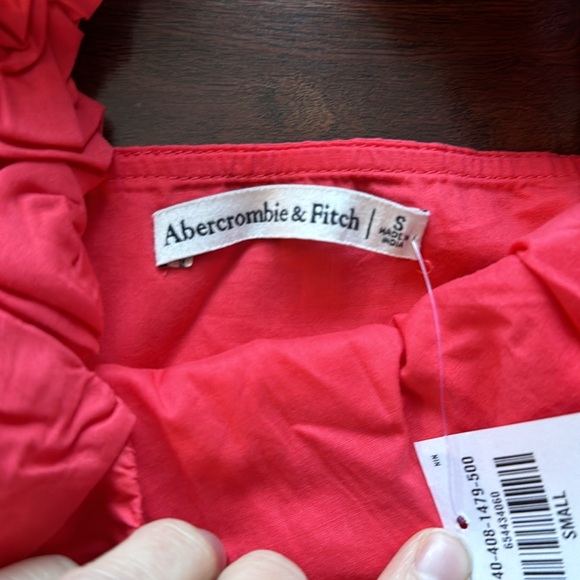 Abercrombie & Fitch Poplin Scrunch Strap Set Top (Red) - Picture 4 of 6